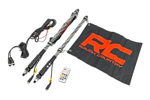 LED Light Whip Kit - Rough Country - 2 ft, 2-pc - Multi-Color